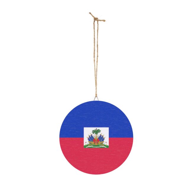 Haiti Flag Wood Sign – Round Decorative Haitian Flag Wall Plaque