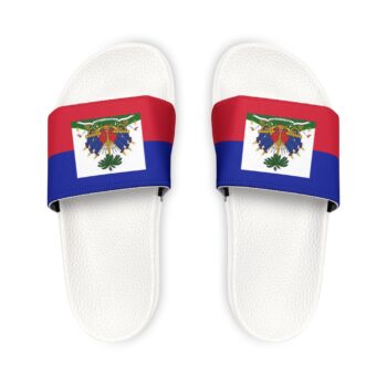 Haiti Flag Slide Sandals — Women's Removable-Strap Patriotic Pool Slides