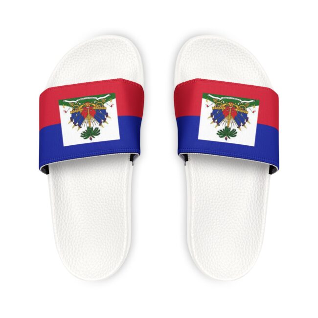 Haiti Flag Slide Sandals — Women's Removable-Strap Patriotic Pool Slides